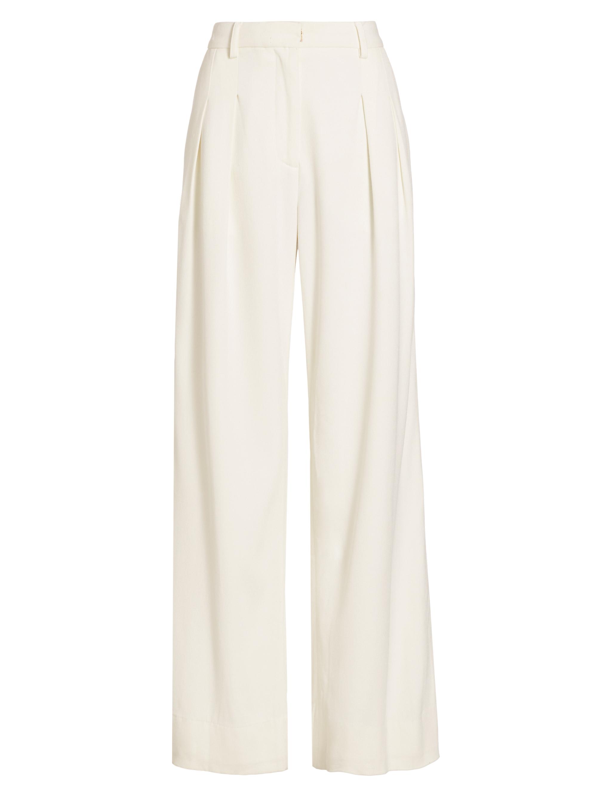 LoveShackFancy Women's Adams Wool-Blend Pleated Wide-Leg Pants - Antique White