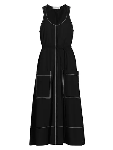 Lucy Sleeveless A-Line Tie-Waist Midi-Dress
