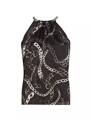 L'Agence Jane Silk Tank in Abstract Quartz and Animal Print