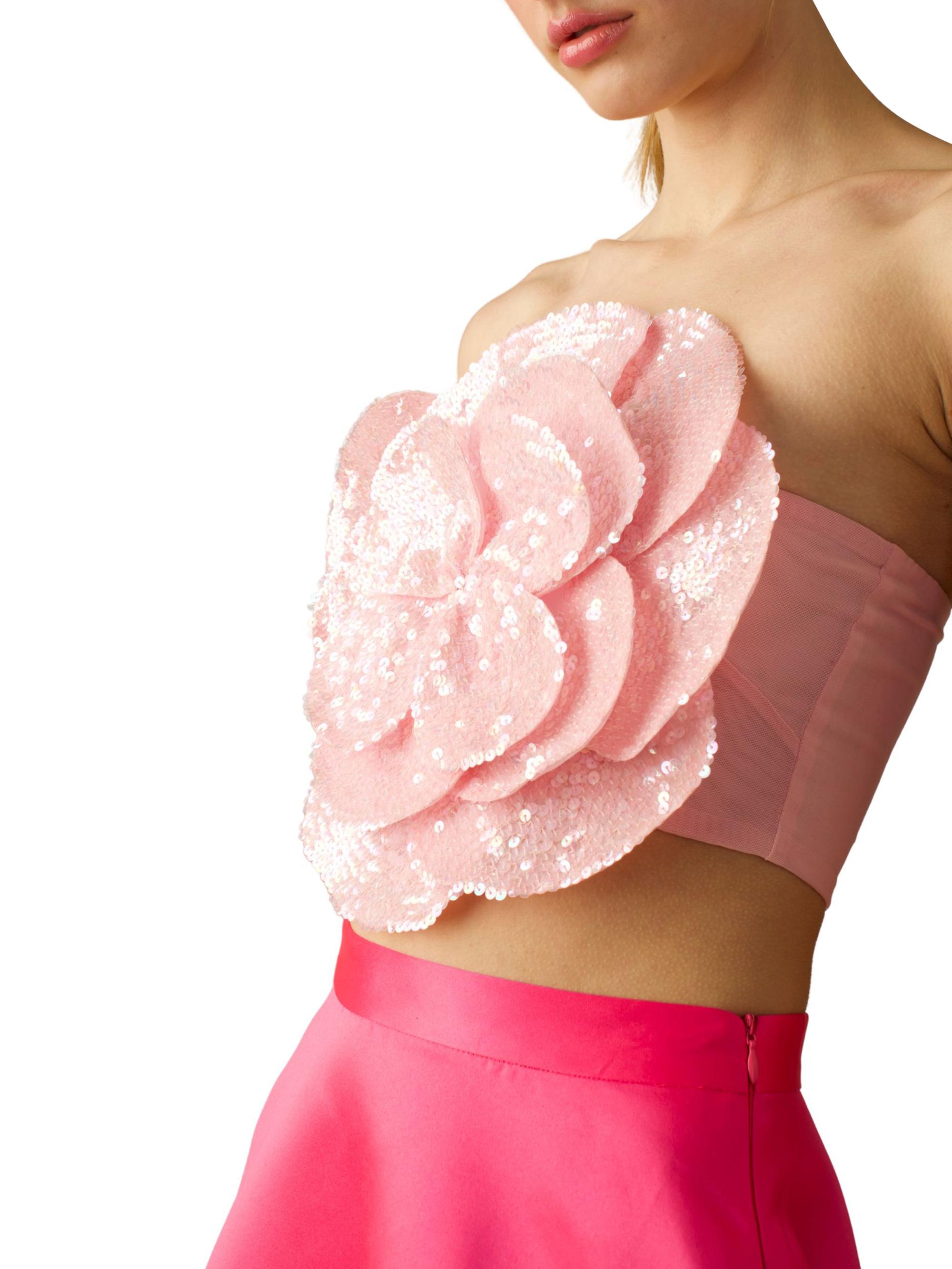 Sequined Floral Bandeau Top