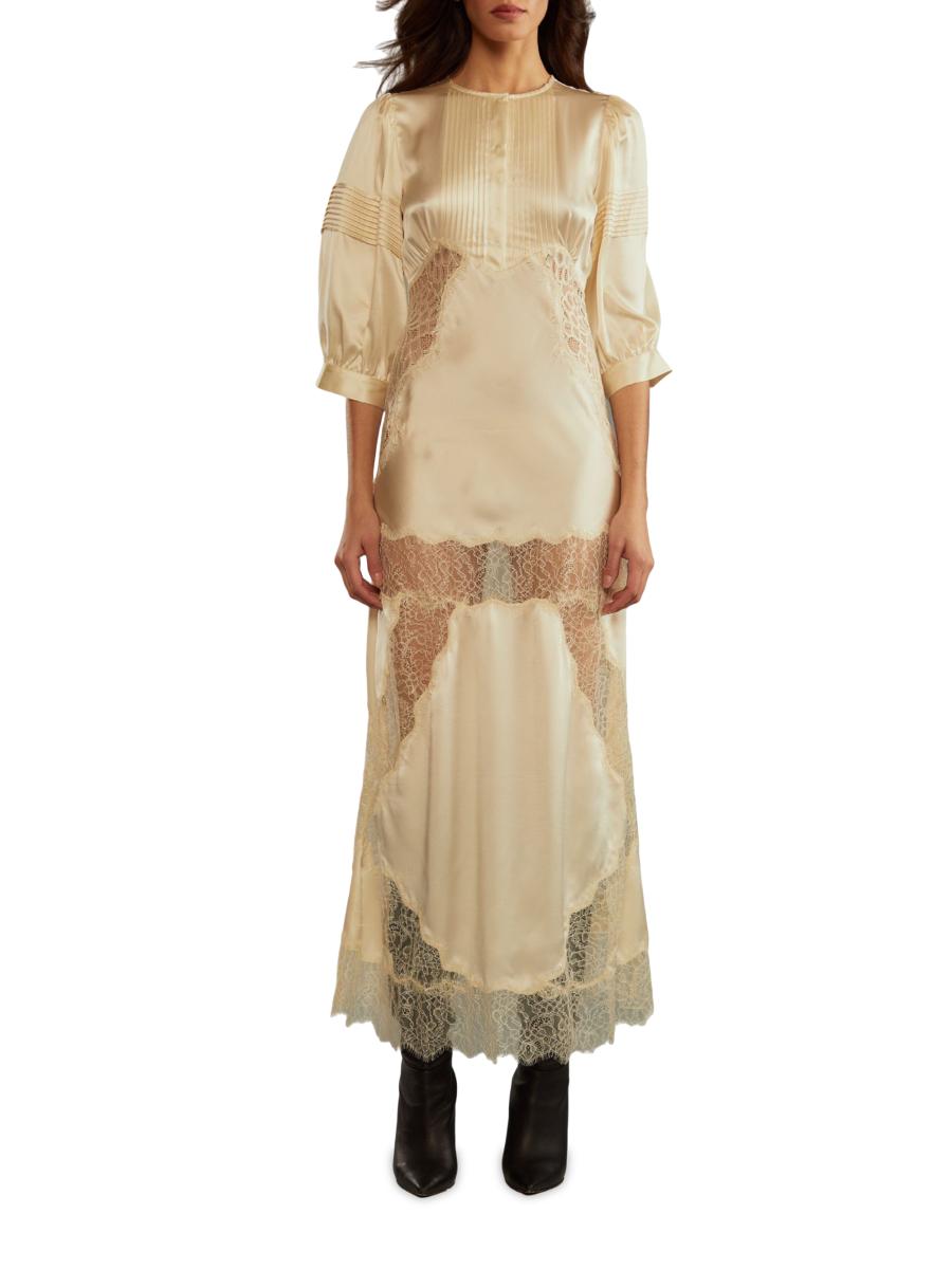 Cynthia Rowley Lace-Trimmed SIlk Charmeuse Maxi Dress | Saks Fifth Avenue