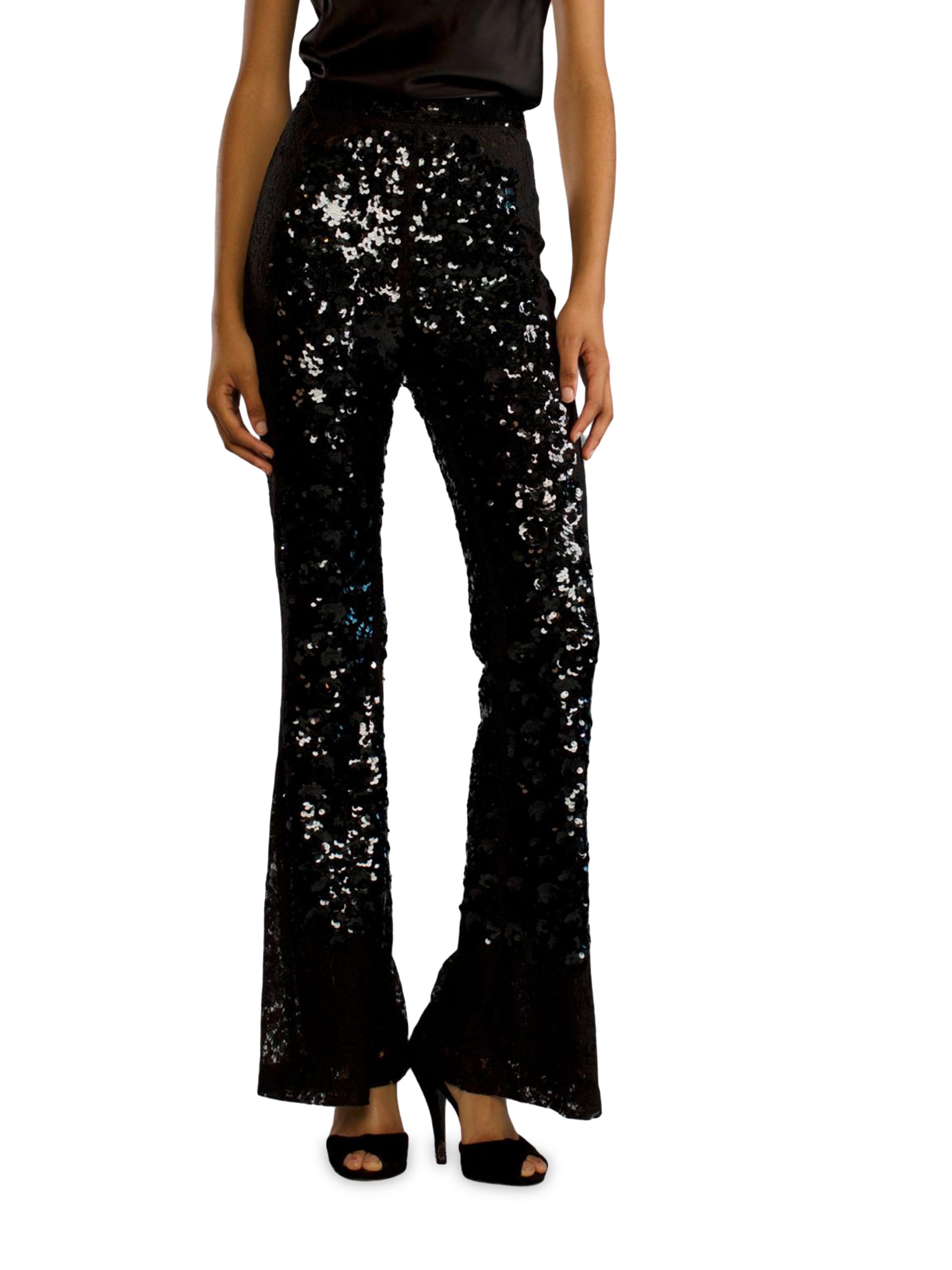 Cynthia Rowley Women's Lace Sequin Fit & Flare Pants - Black