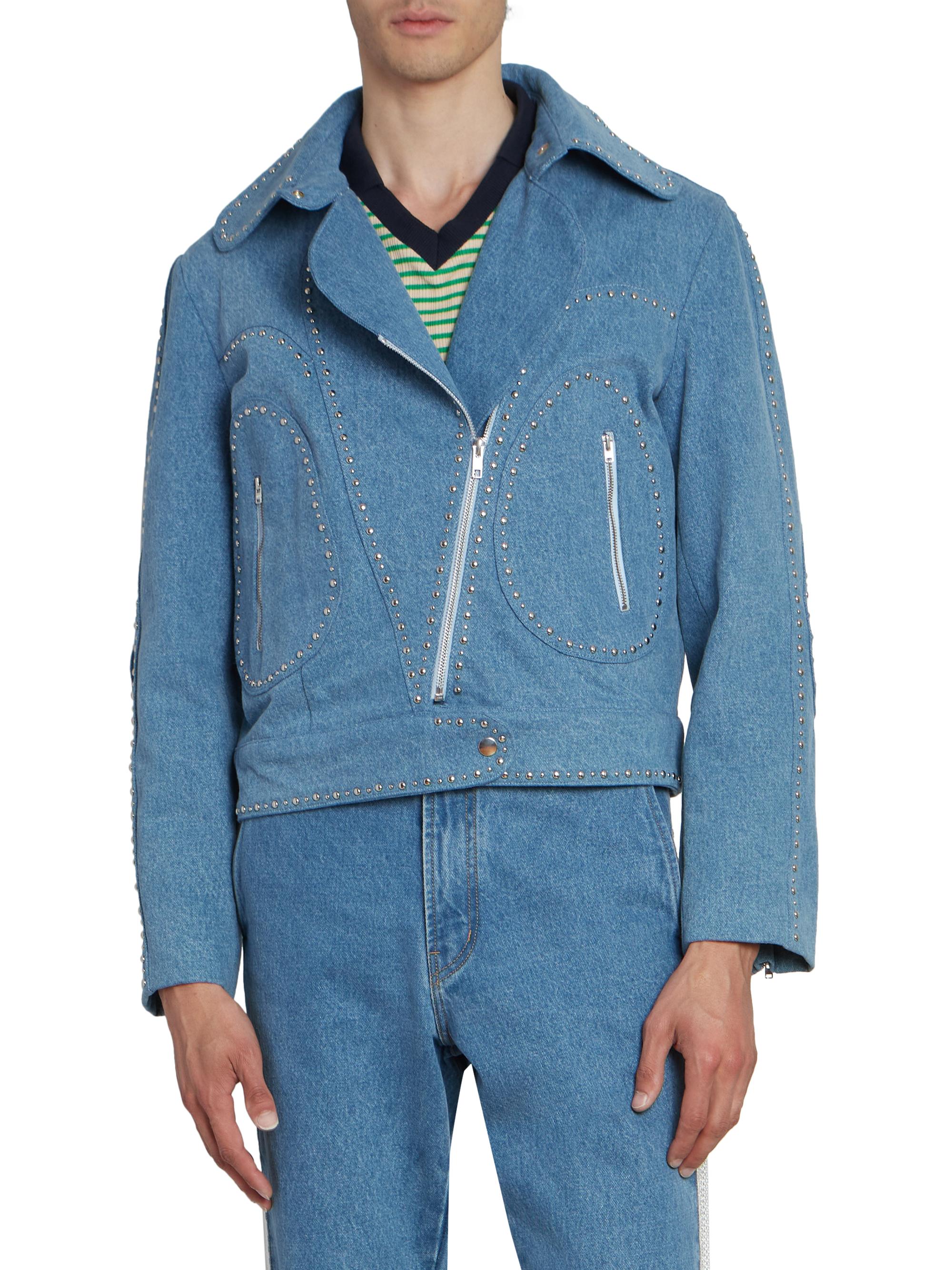 Wales Bonner デニムジャケット Wales Bonner コントラストパネル デニムジャケット | ブルー