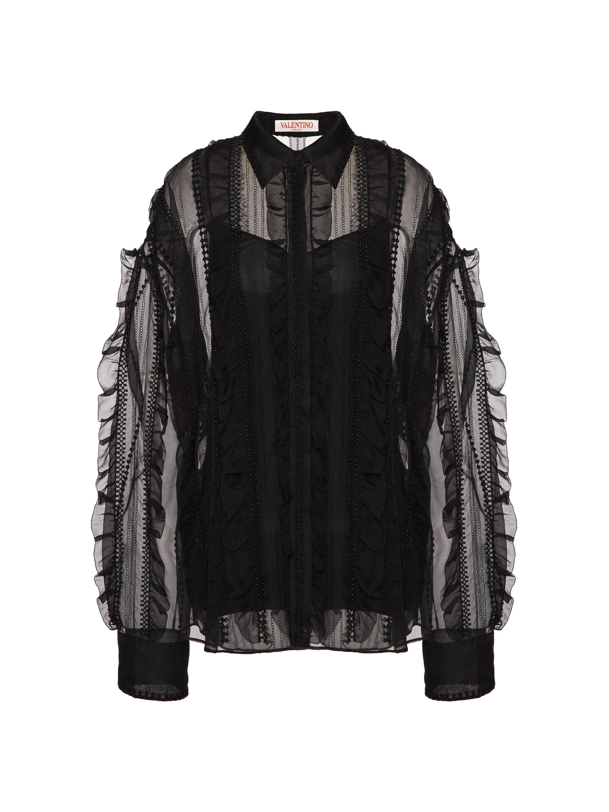Valentino Garavani Women's Embroidered Organza Shirt - Black