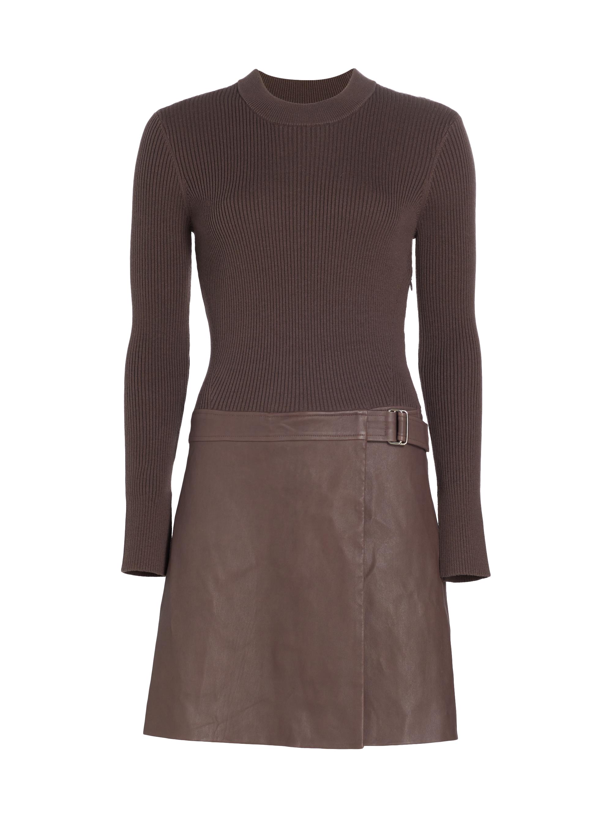 Derek Lam 10 Crosby Women's Nancy Mix Media Minidress - Dark Truffle