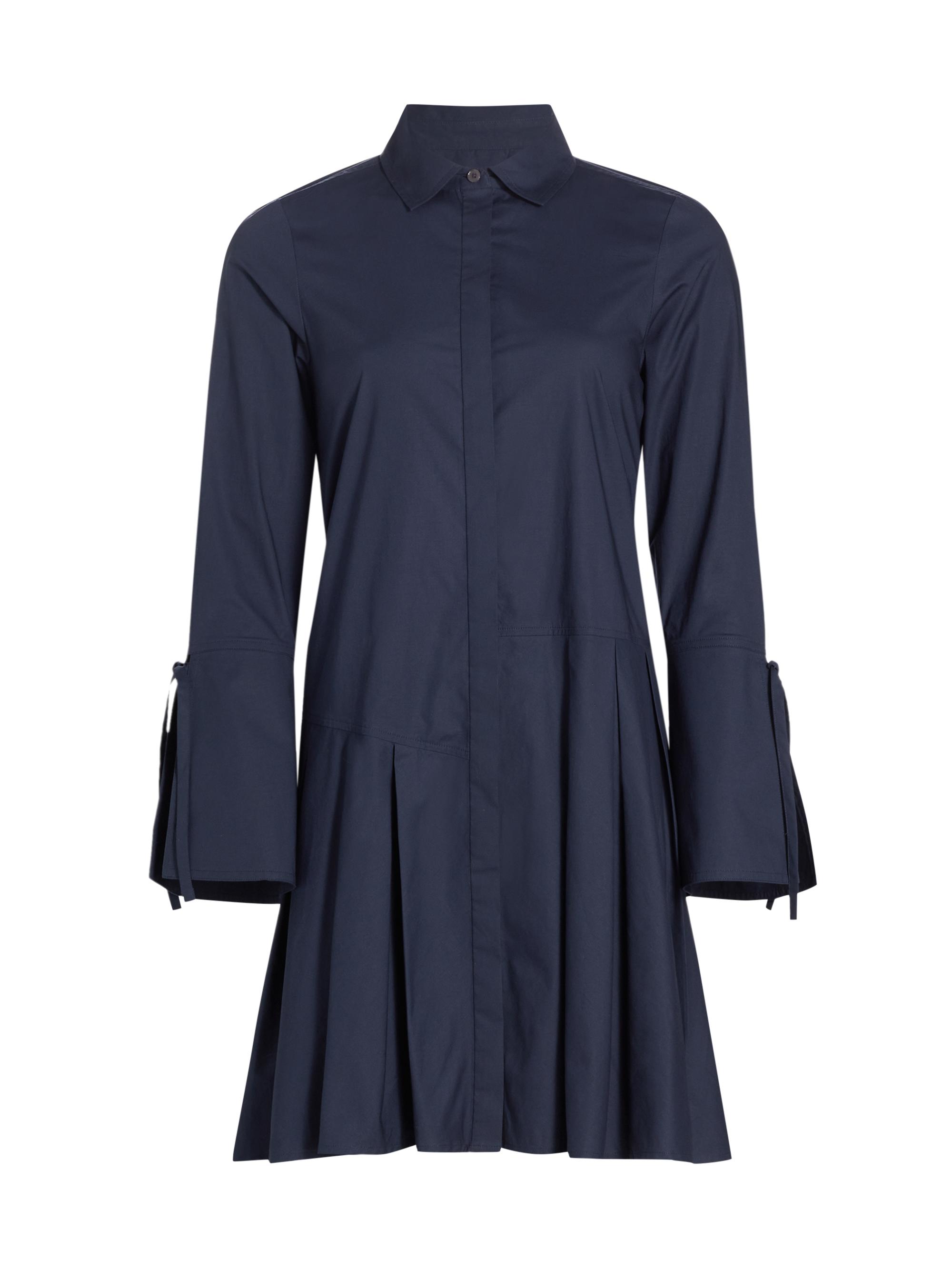 Derek Lam 10 Crosby Women's Andrea Pleated Cotton Shirtdress - Navy