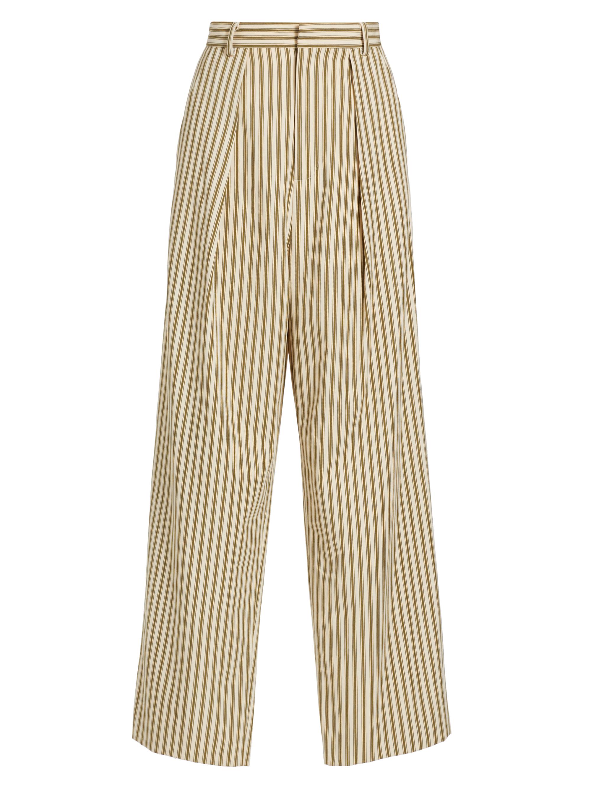 Mara Hoffman Women's Marella Stripe Wide-Leg Trousers - Cream Olive