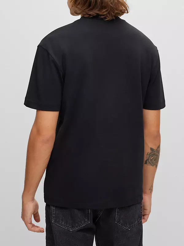 Shop HUGO Interlock Cotton T-Shirt with Stacked Logo