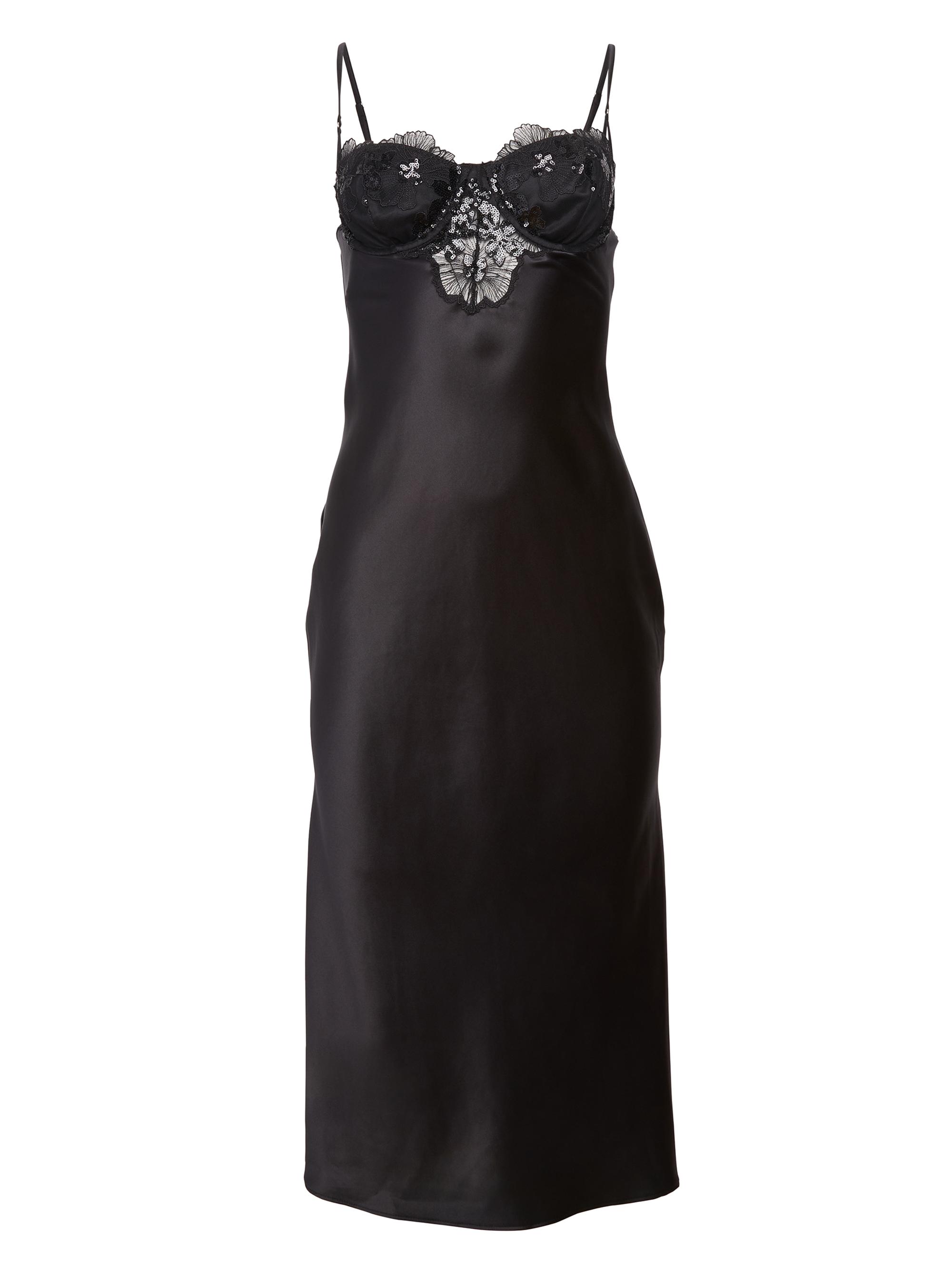 Fleur du Mal Women's Sequin Violet Embroidered Slip Dress - Black