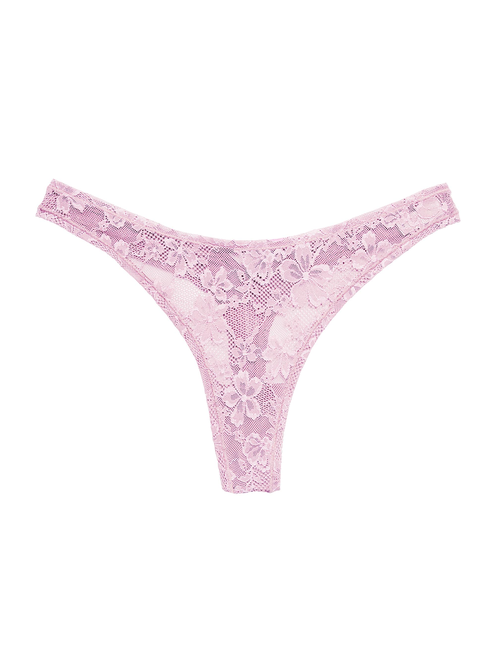 Fleur du Mal Women's Le Stretch Multi-Fit Lace Thong - Ballet Pink