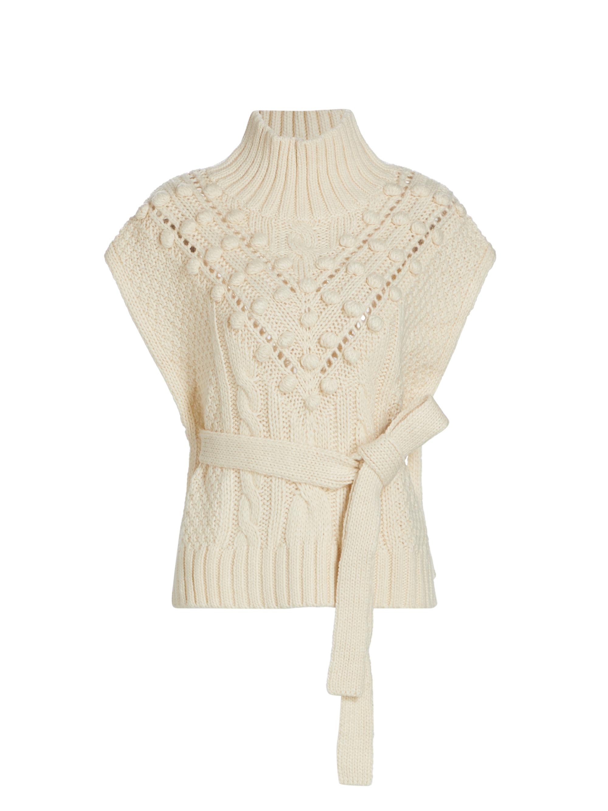 Marie Oliver Women's Cosette Cable-Knit Tie-Waist Vest - White Cap