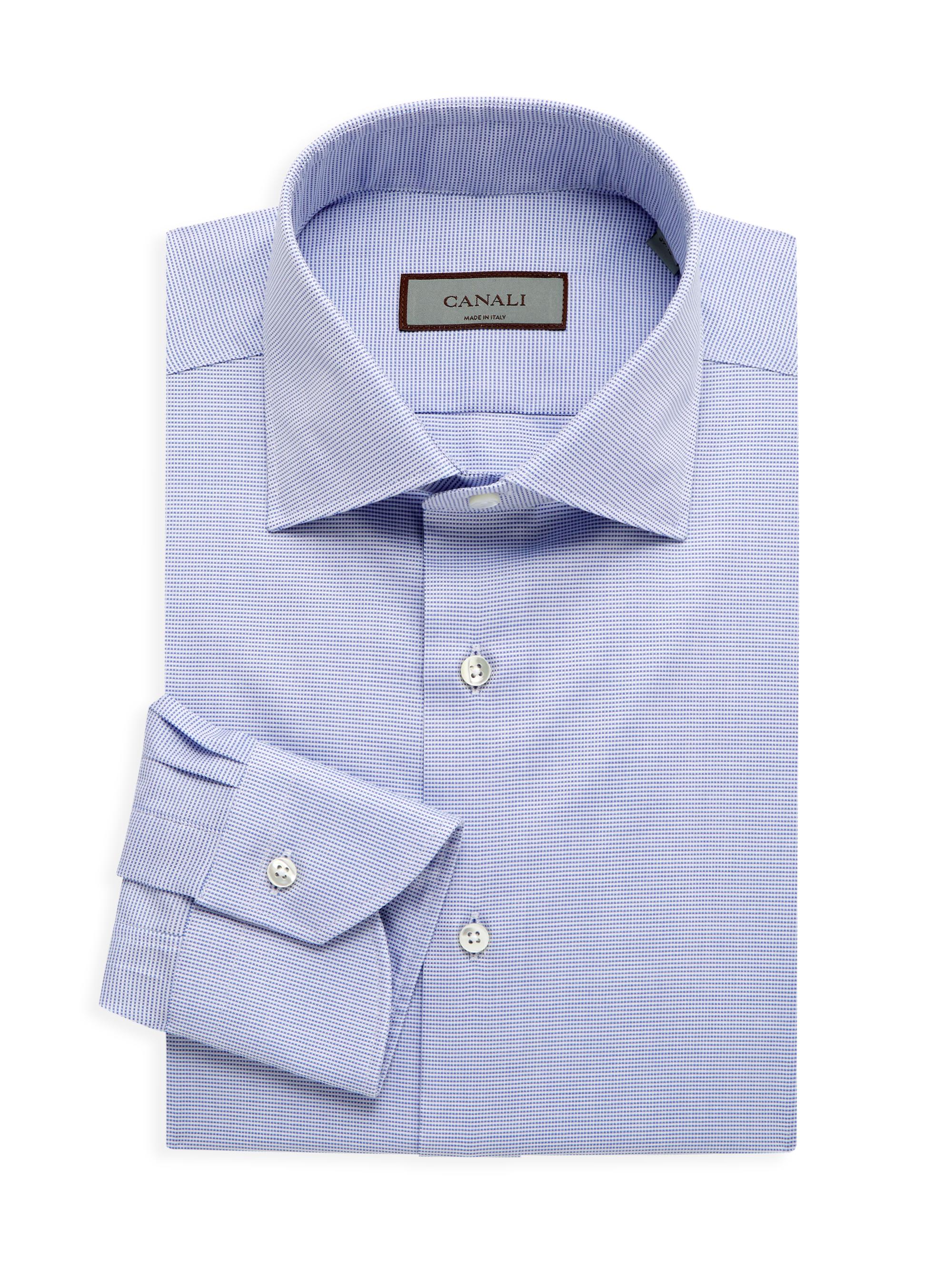 Canali Men's Cotton Dress Shirt - Blue