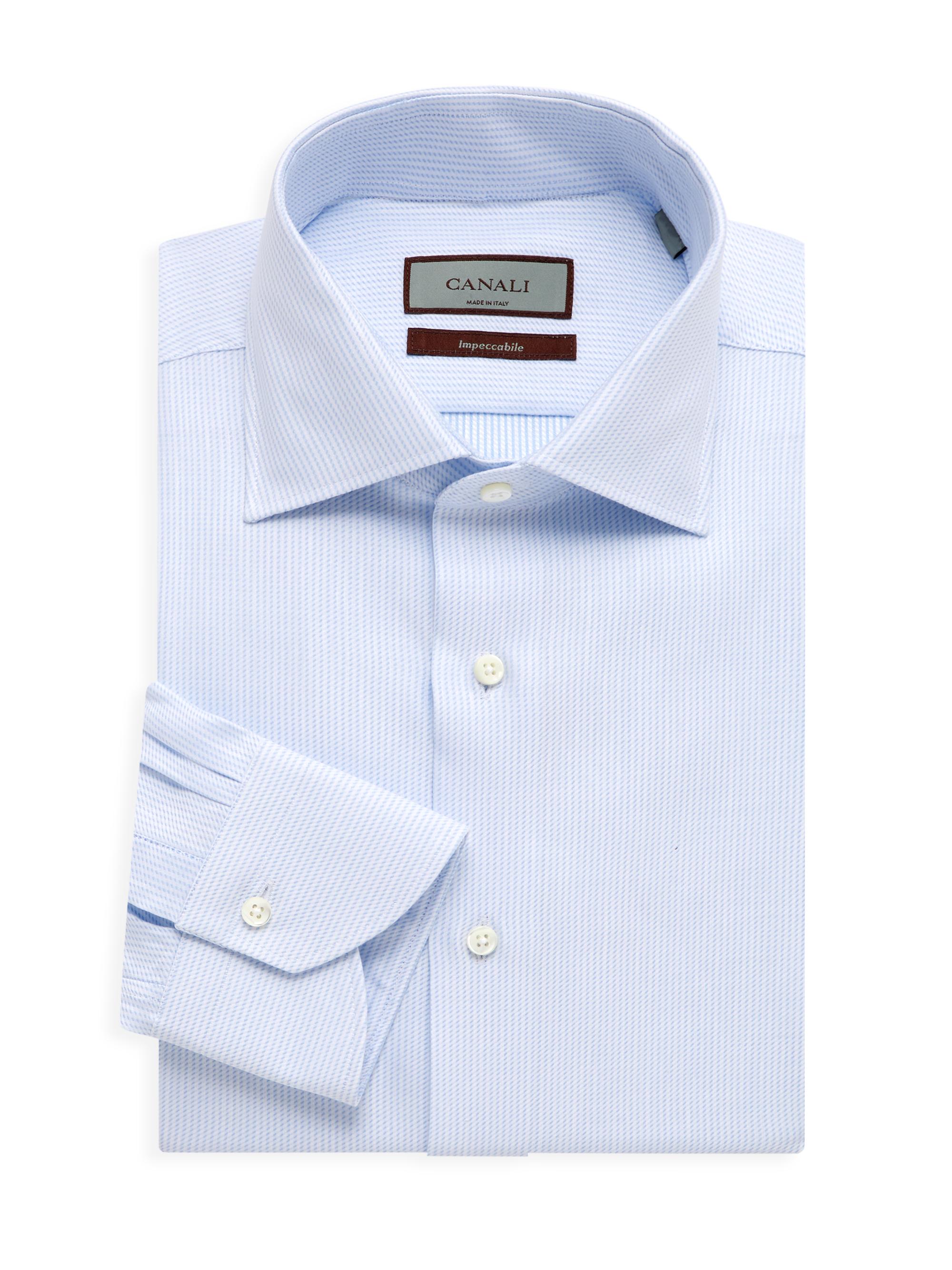 Canali Men's Impeccable Cotton-Blend Dress Shirt - Blue