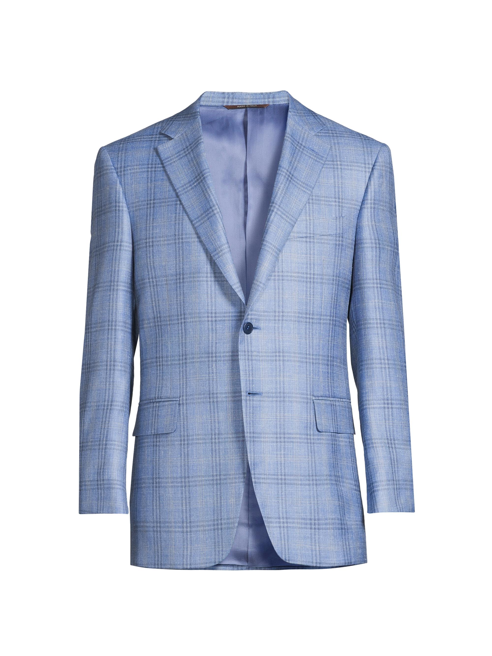 Canali Men's Siena Plaid Wool & Silk-Blend Two-Button Sport Coat - Blue