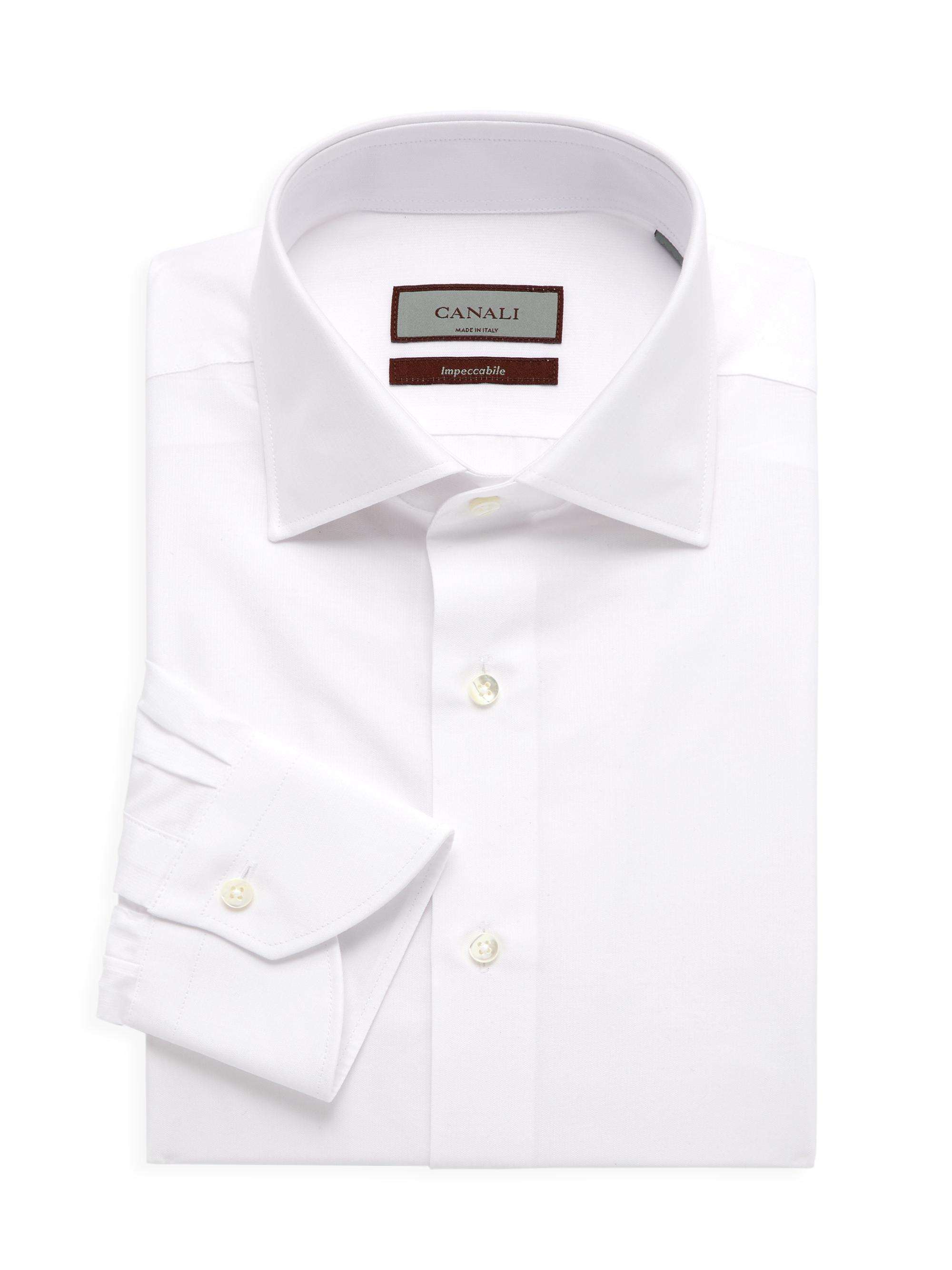 Canali Men's Impeccable Cotton Dress Shirt - White