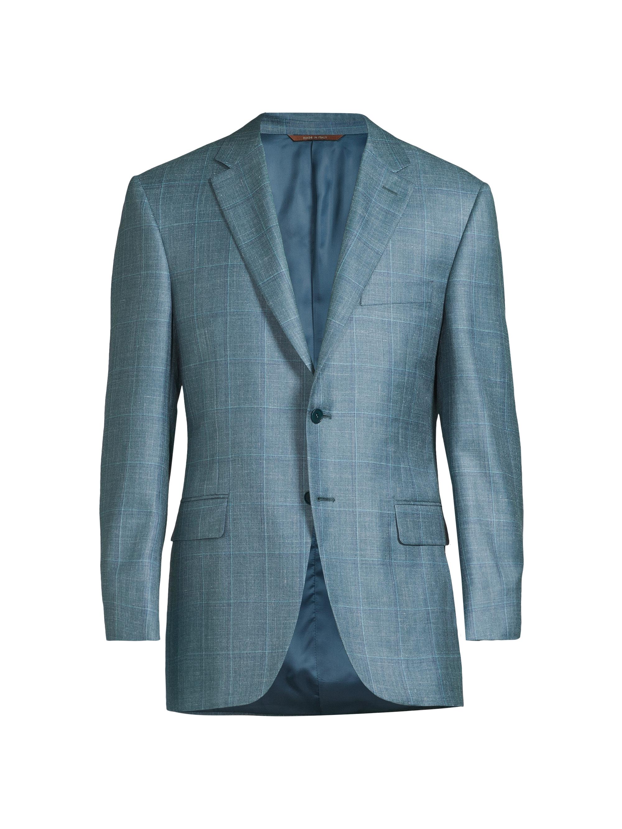 Canali Men's Siena Windowpane Wool & Silk-Blend Two-Button Sport Coat - Green