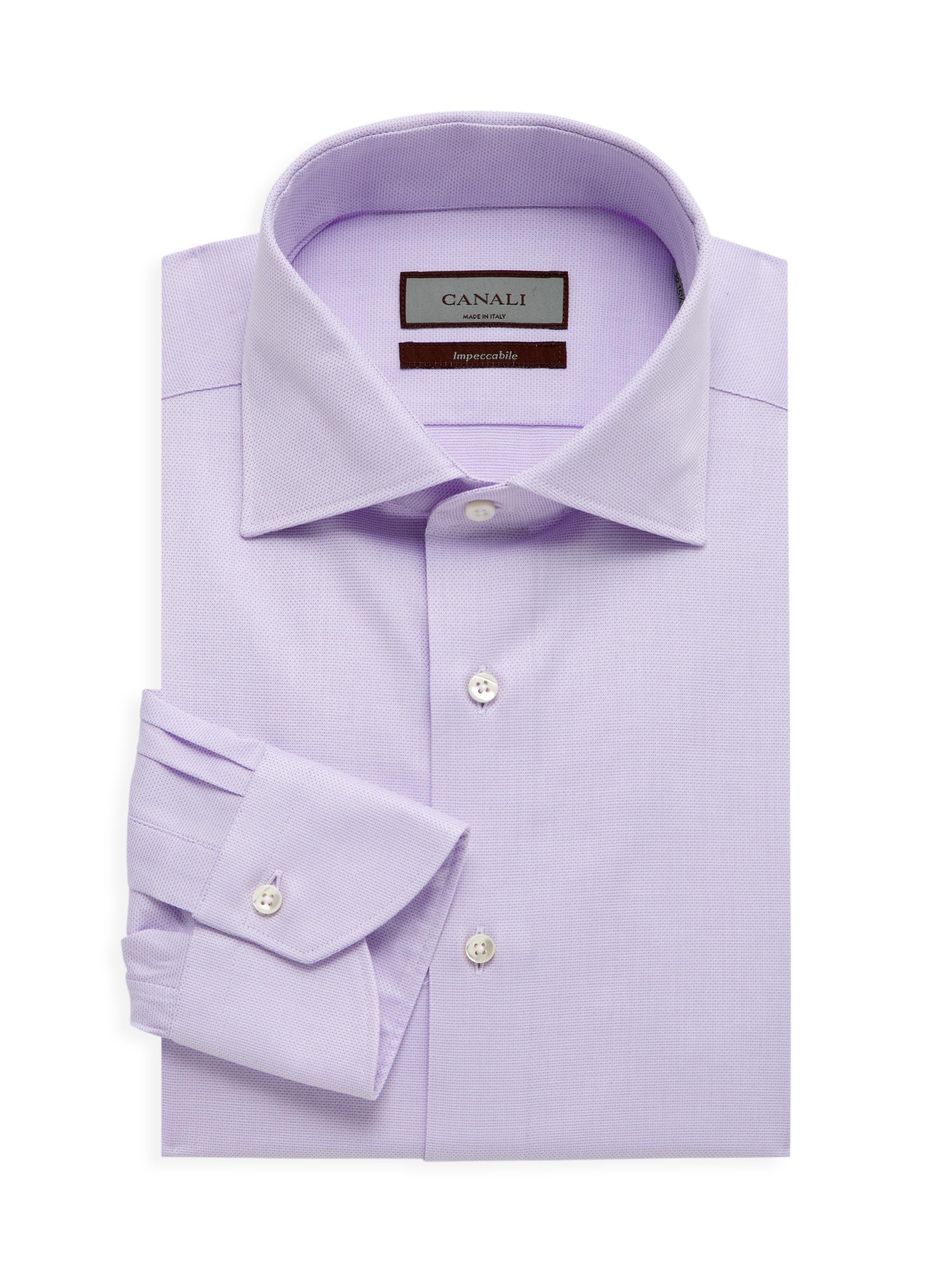 Canali Men's Impeccable Cotton Dress Shirt - Light Purple