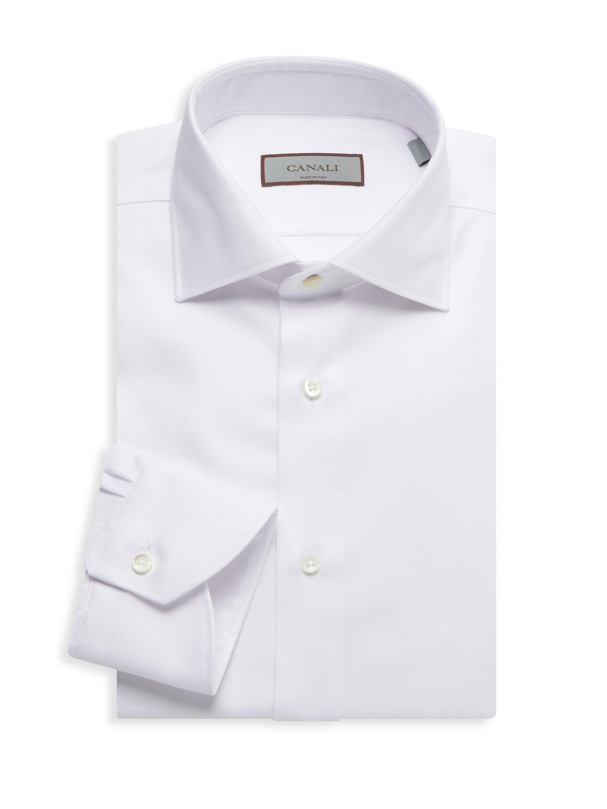 Canali Men's Solid Dress Shirt - White