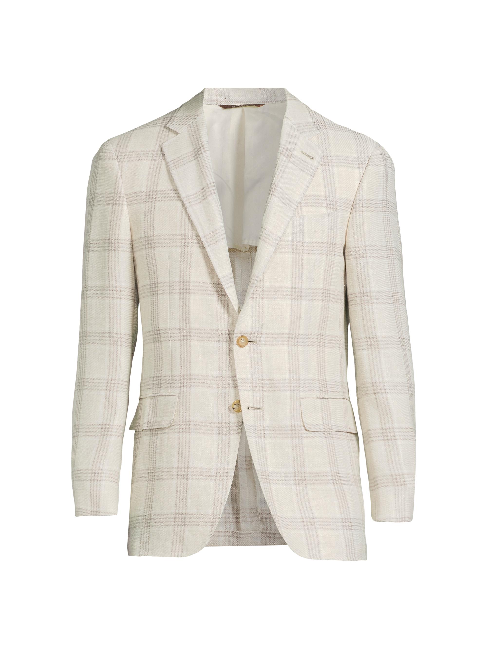 Canali Men's Kei Plaid Linen & Wool-Blend Two-Button Sport Coat - Beige