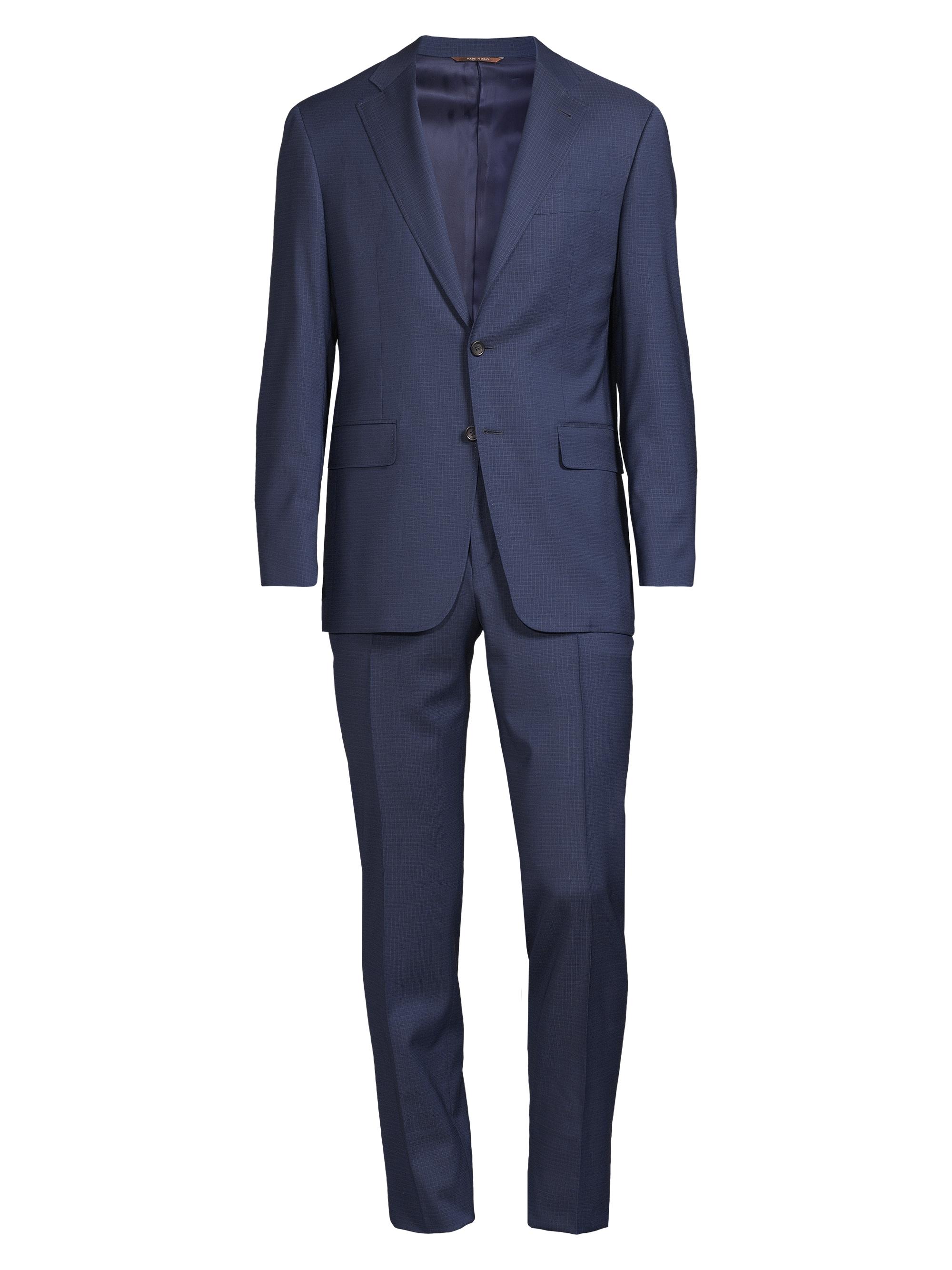 Canali Men's Kei Houndstooth Stretch-Wool Single-Breasted Suit - Blue