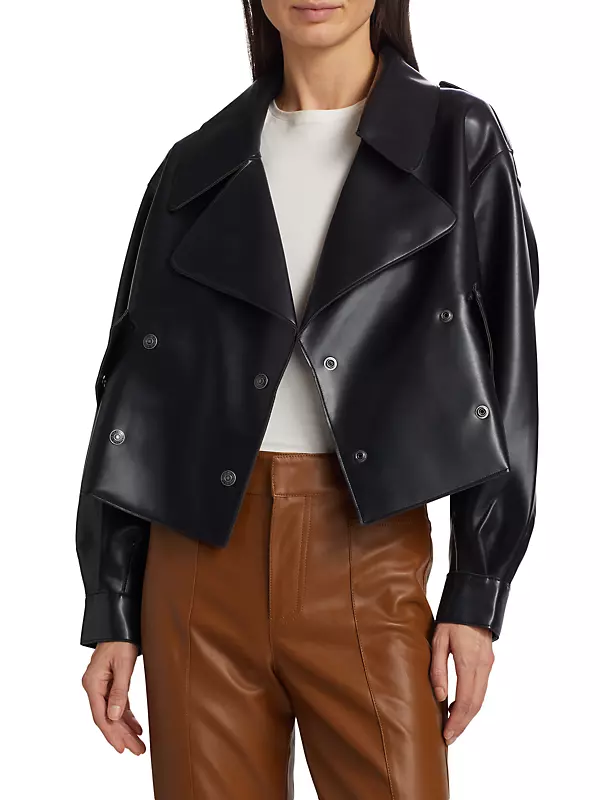 Shop Free People Alexis Vegan Leather Cropped Trench Coat