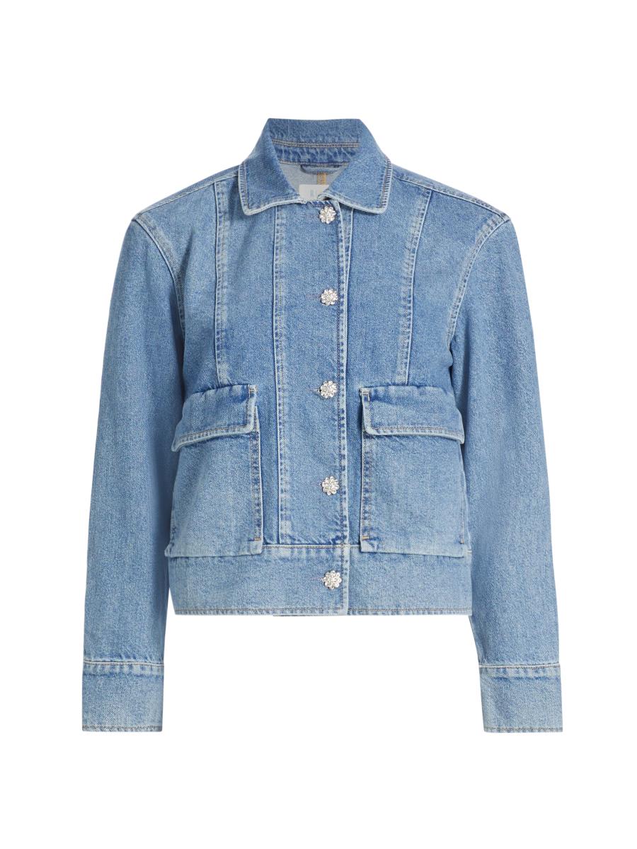 【BAON】Rat Round Collar Denim Jacket Pitbull - (Tan Red Nose) Pitbull Mama Rhinestone Denim