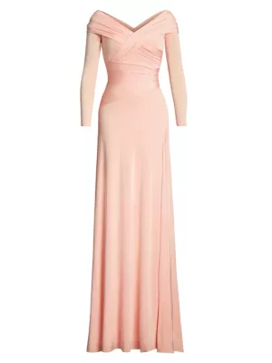 Shop Ralph Lauren Collection Off-the-Shoulder Jersey Gown | Saks Fifth  Avenue