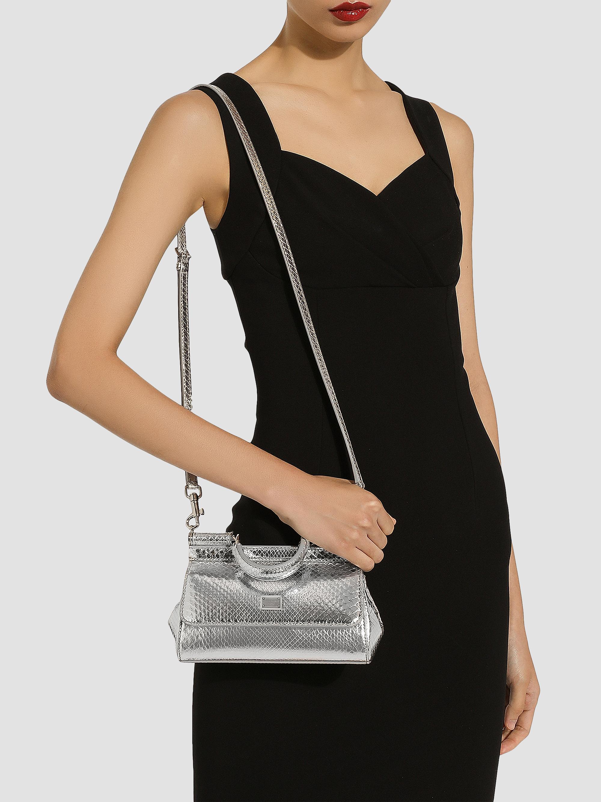 Dolce&Gabbana Sicily Metallic Python Leather Top-Handle Bag | Saks ...