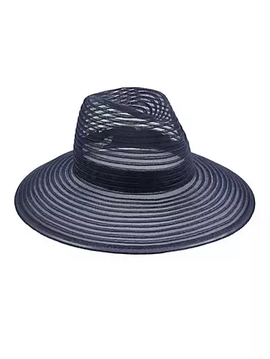 $475 Eugenia Kim Women's Black Round Mesh Trim Wide Large Brim Sun Hat One  Size