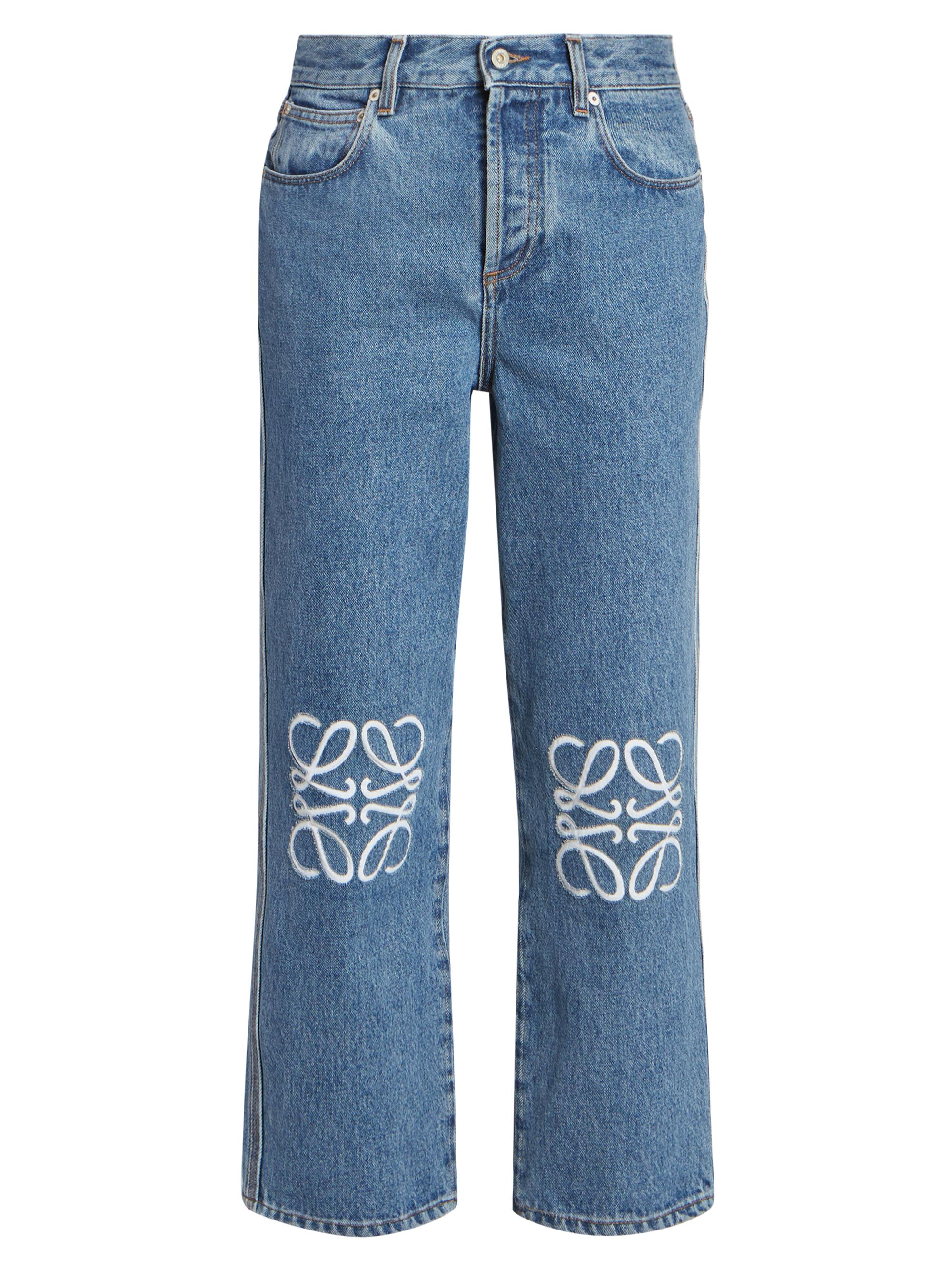 LOEWE Women's Anagram Crop Mid-Rise Jeans - Mid Blue Denim