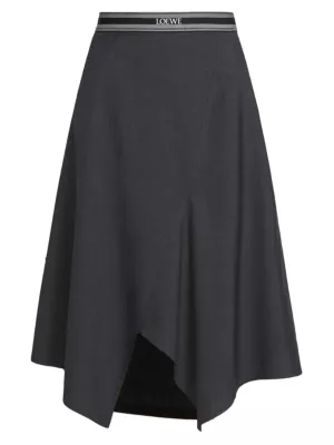 Shop LOEWE Asymmetric Wool-Blend Midi-Skirt | Saks Fifth Avenue
