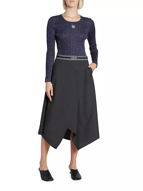 Melange grey midi skirt for Women