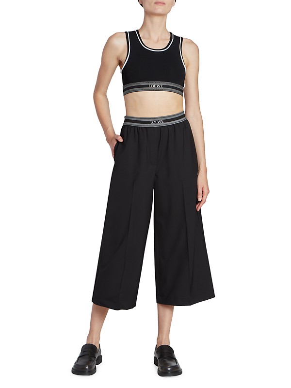 Shop LOEWE Crop Logo Band Wide-Leg Trousers | Saks Fifth Avenue Shop LOEWE Crop Logo Band Wide-Leg Trousers | Saks Fifth Avenue