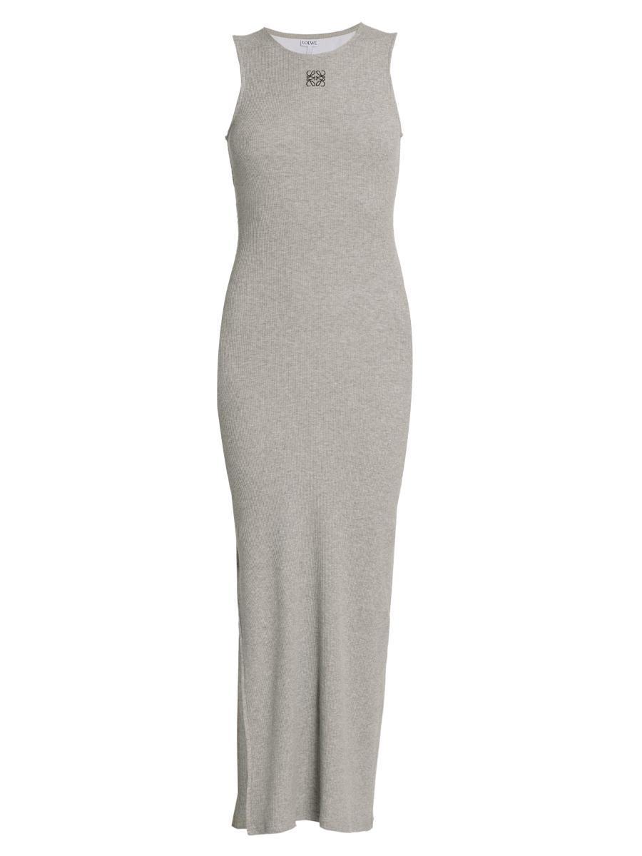 loewe dress grey Loewe Anagram Tank Dress in Grey Melange