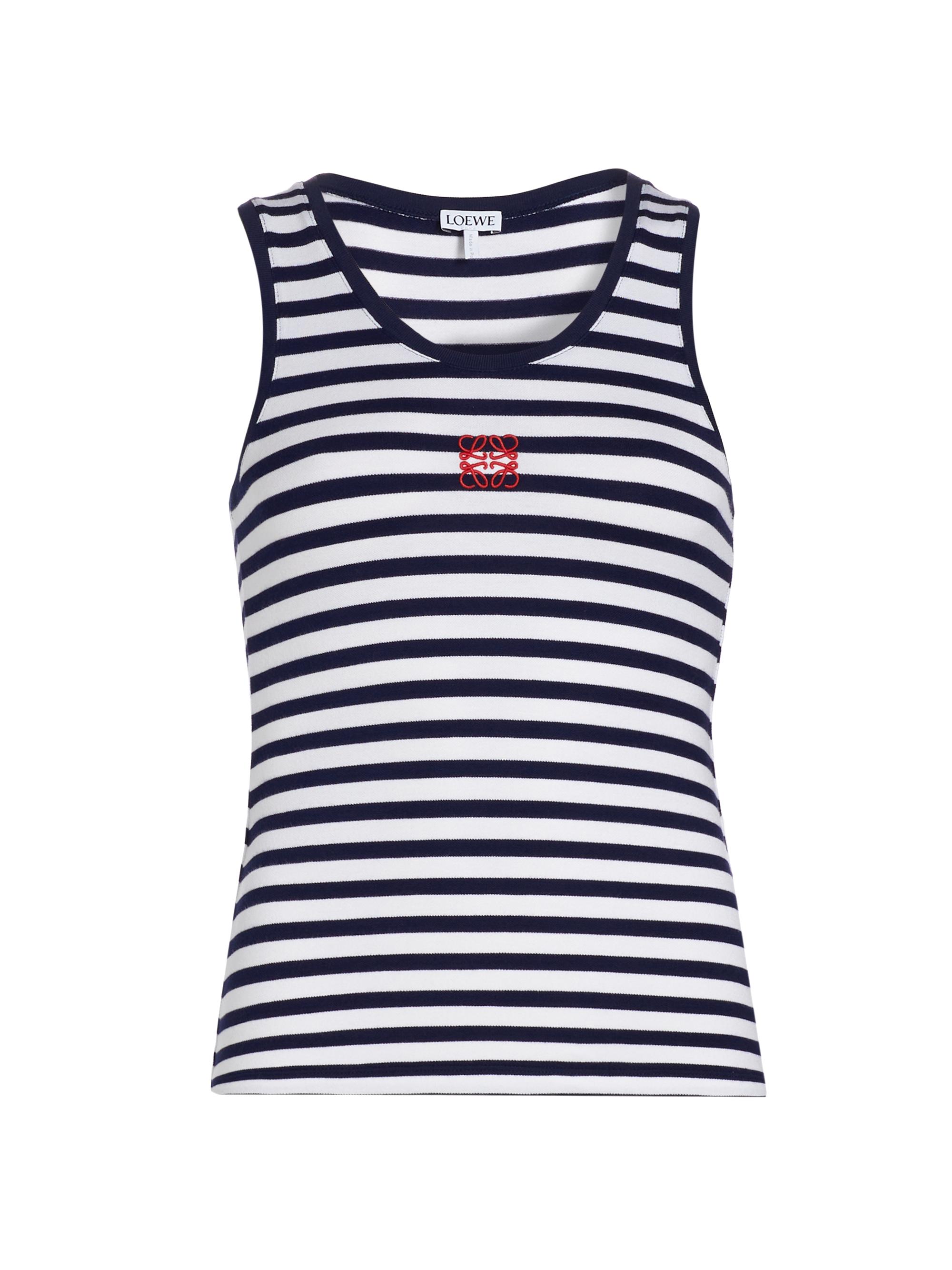 LOEWE Women's Striped Anagram Tank - White Navy