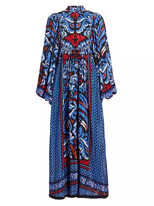 Farm Rio - Toucans Scarf Bishop-Sleeve Maxi Dress