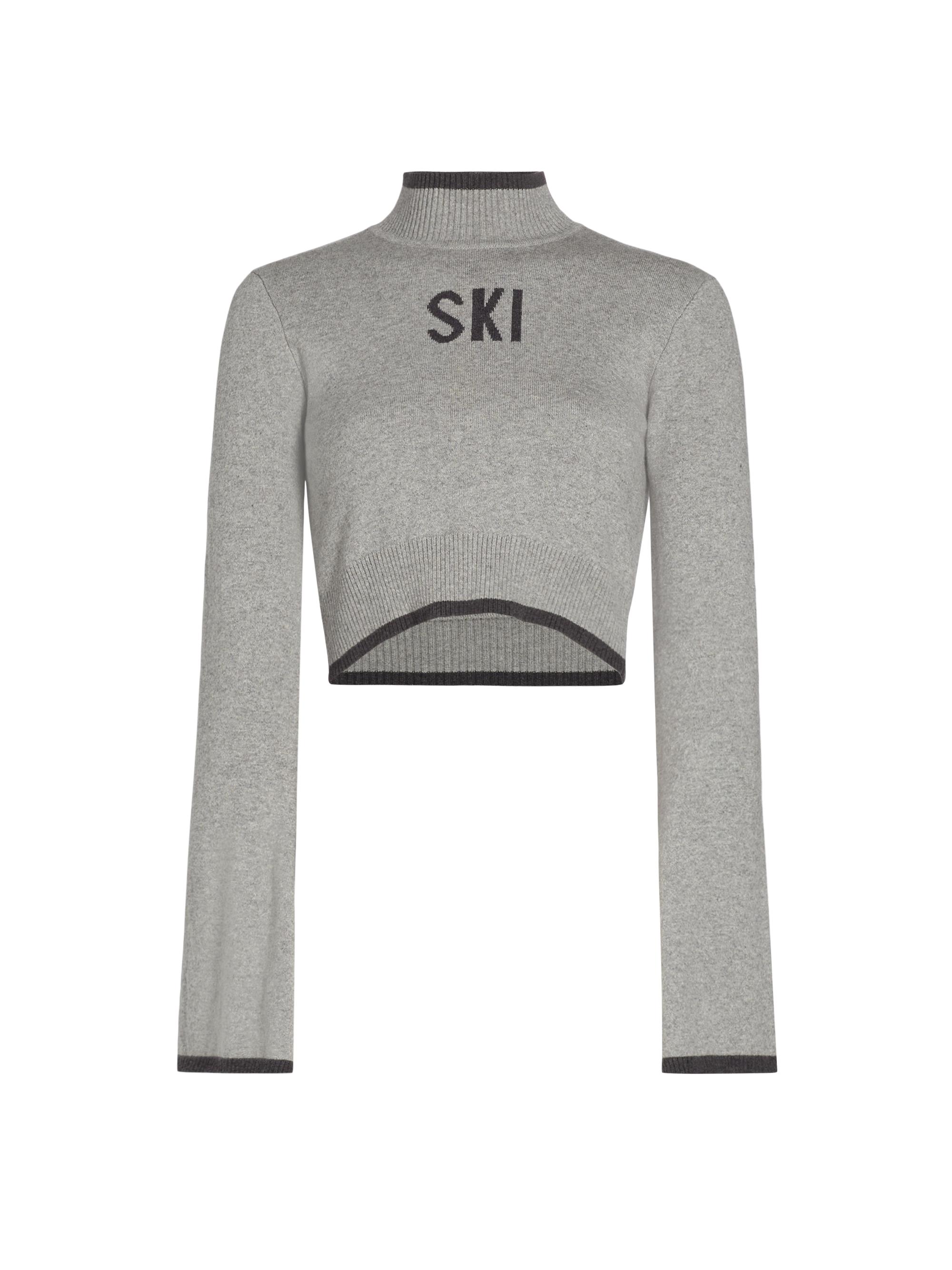 Year of Ours Women's Ski Cropped Bell-Sleeve Sweater - Heather Dark Gray