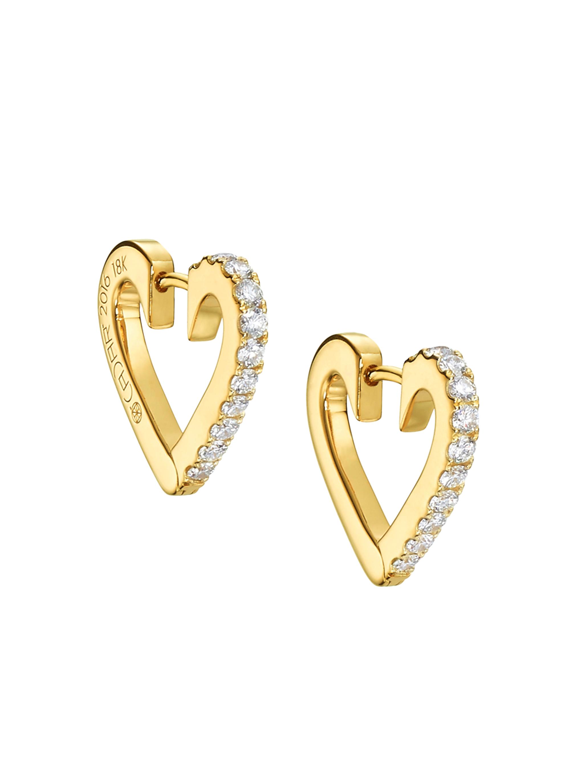 Cadar Women's Endless 18K Yellow Gold & Diamond  Heart Hoop Earrings - Gold