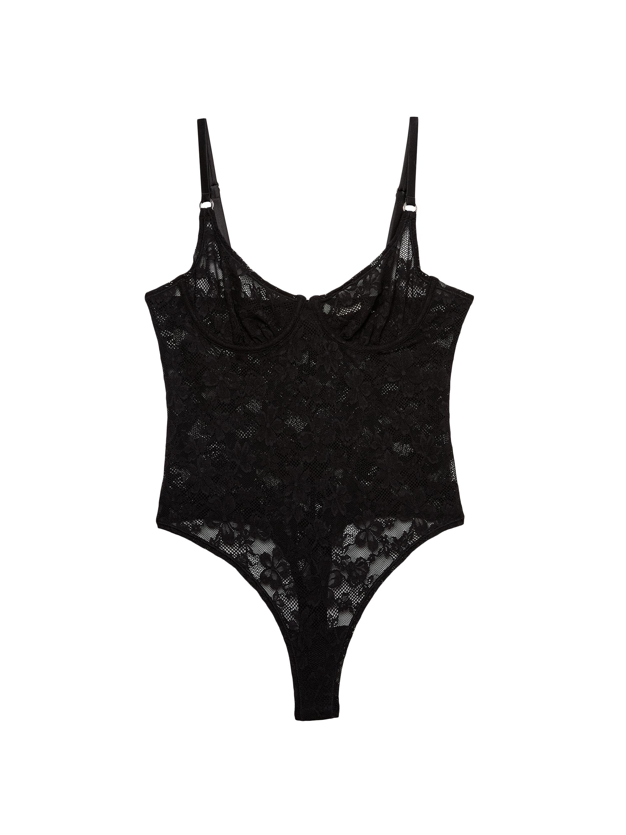 Fleur du Mal Women's Le Stretch Multifit Lace Bodysuit - Black
