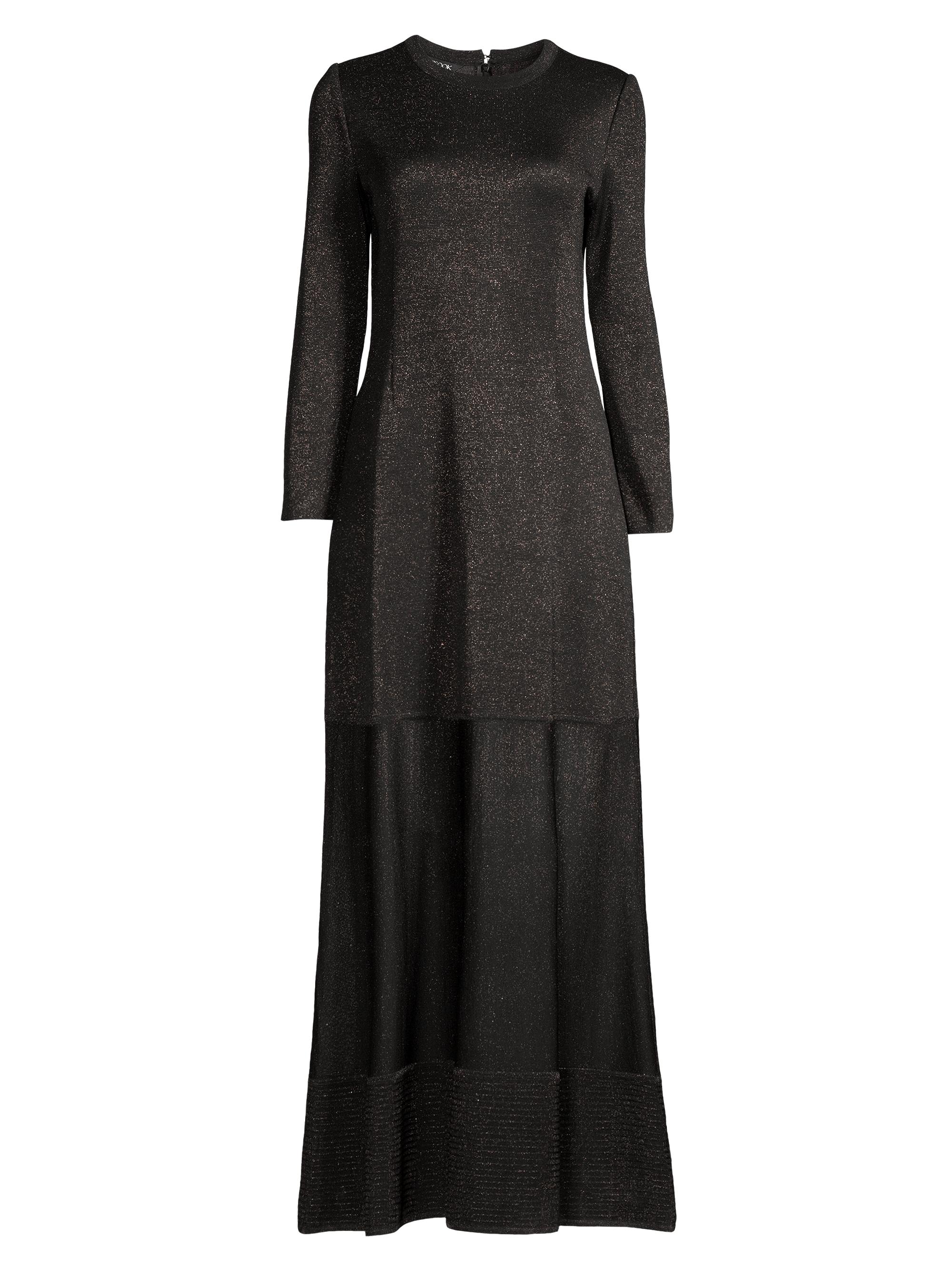 Misook Women's Shimmer Knit Maxi Dress - Black