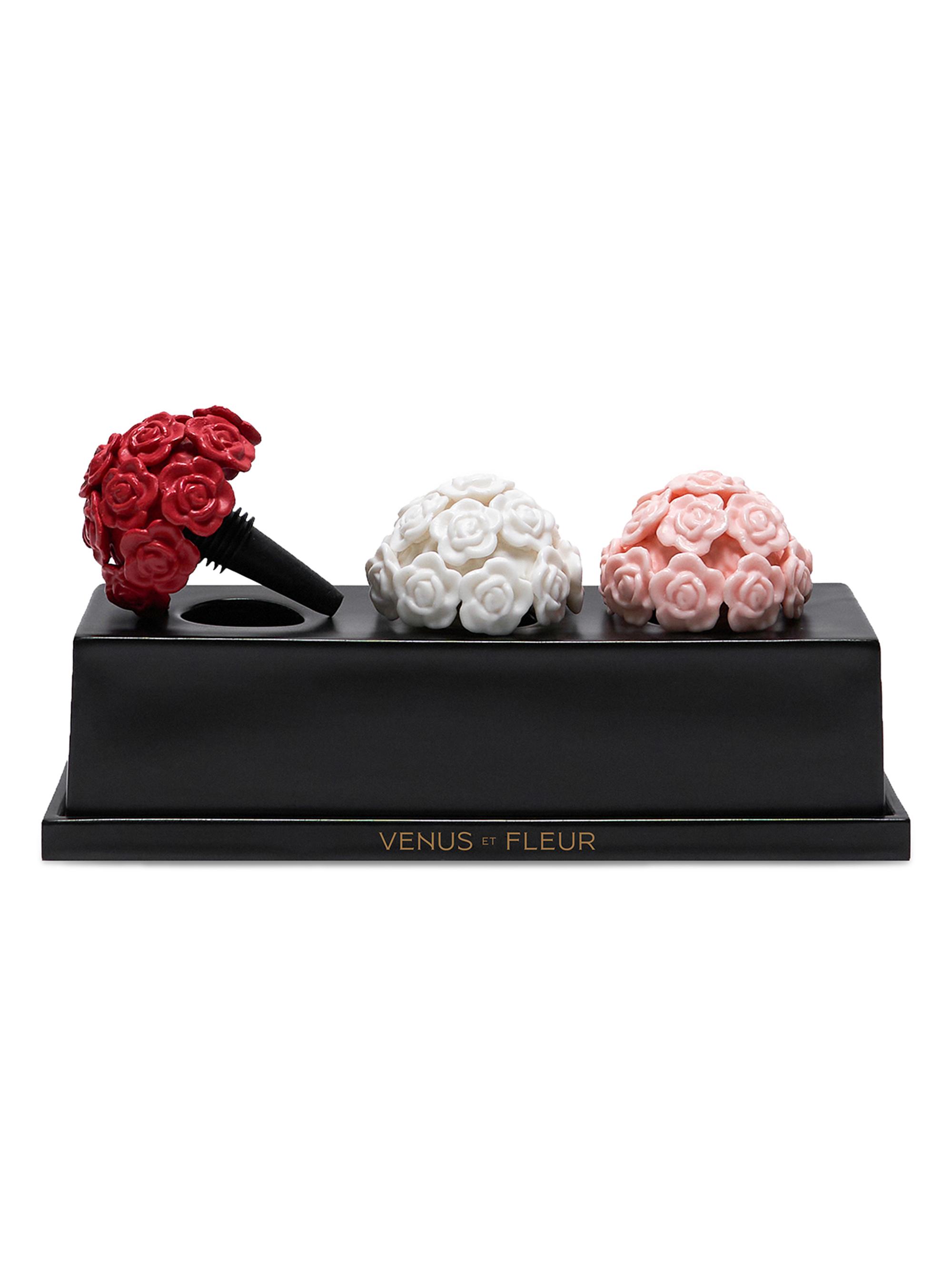 Venus et Fleur Home Rose 3-Piece Wine Stopper Set - Porcelain