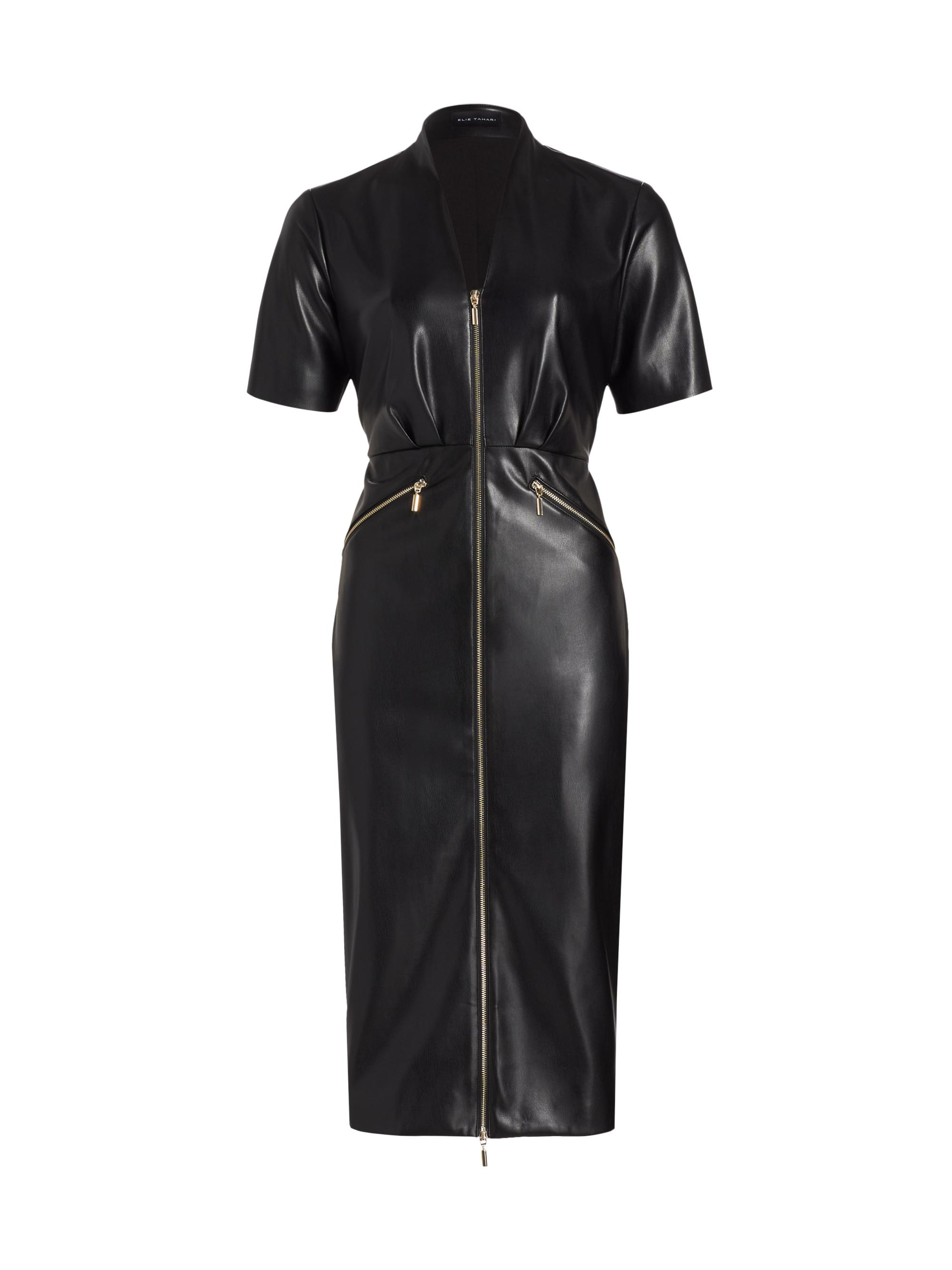Elie Tahari Women's The Adair Faux Leather Zip Dress - Noir