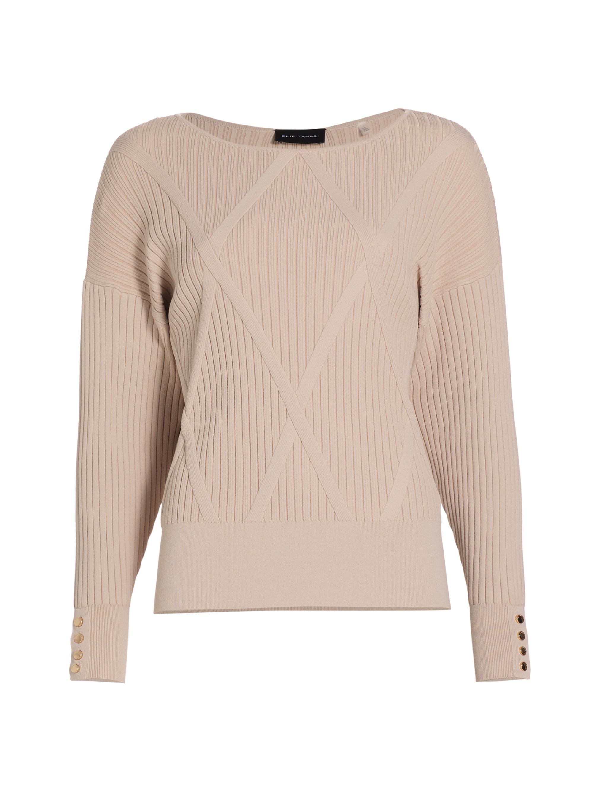 Elie Tahari Women's The Melinda Rib-Knit Sweater - Moon Swirl