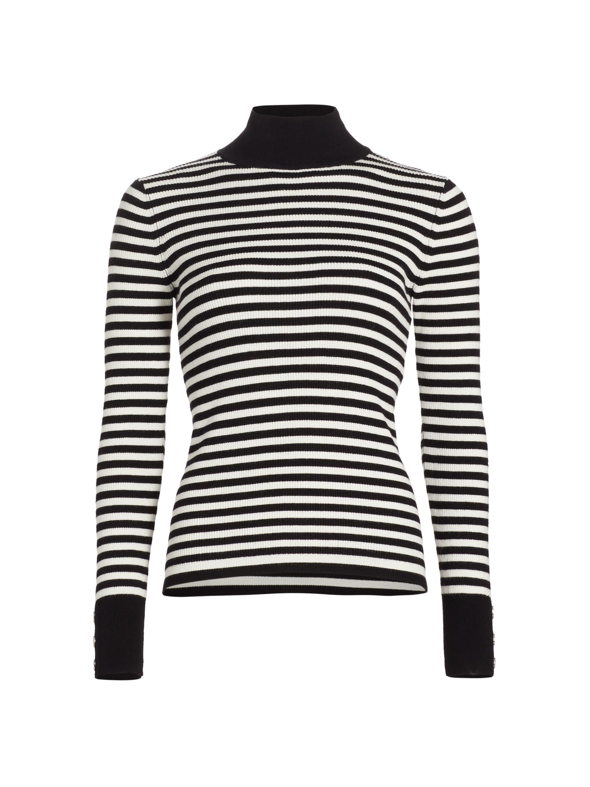 Elie Tahari Women's The Lex Striped Turtleneck Sweater - Noir Sky White