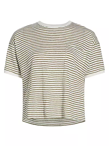 Linen Striped Crewneck T-Shirt