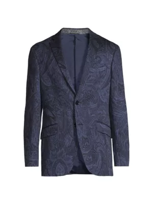 ETRO graphic-print silk jacket - Blue