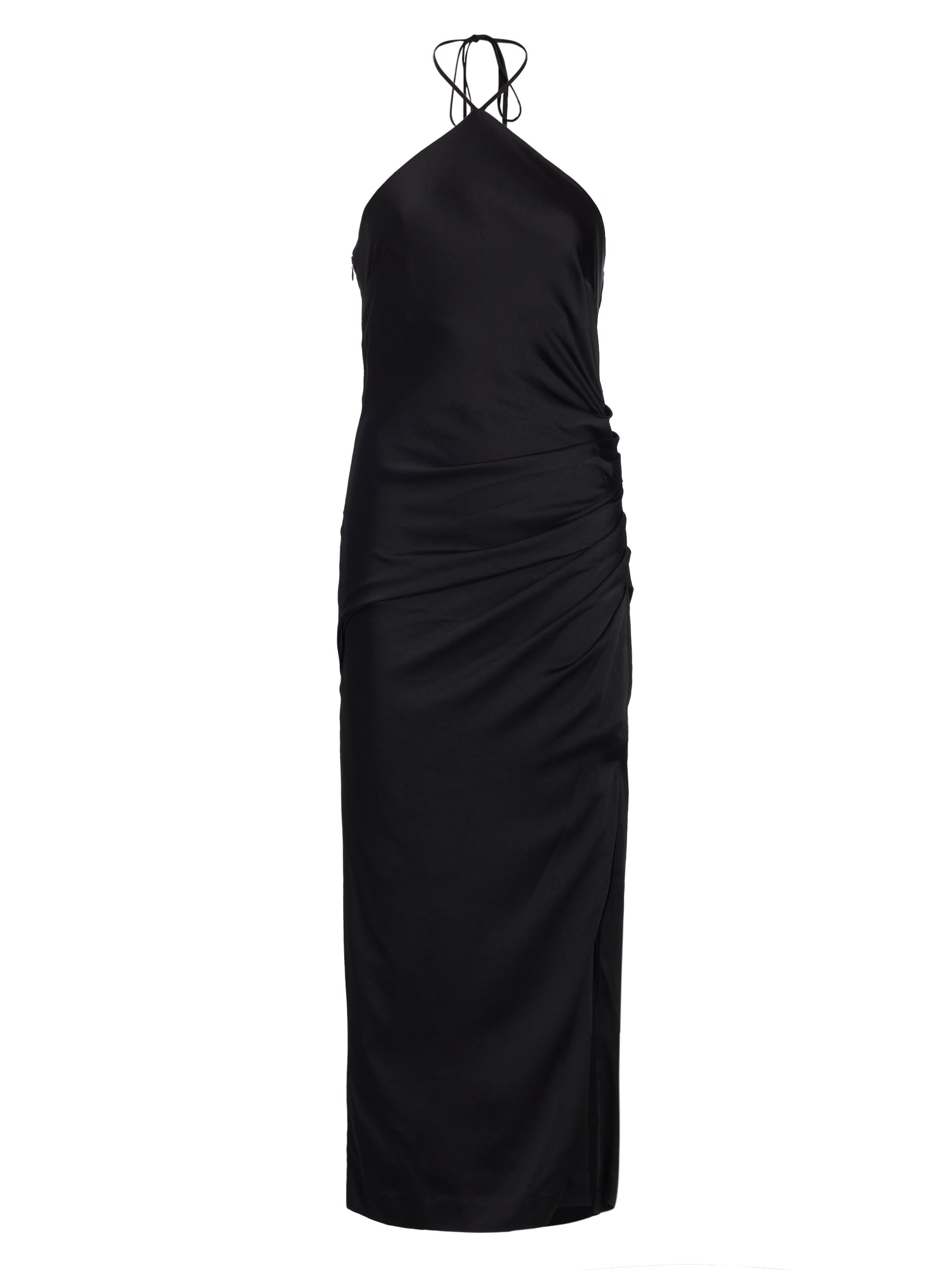 SIMKHAI Women's Hansel Ruched Satin Halterneck Gown - Black
