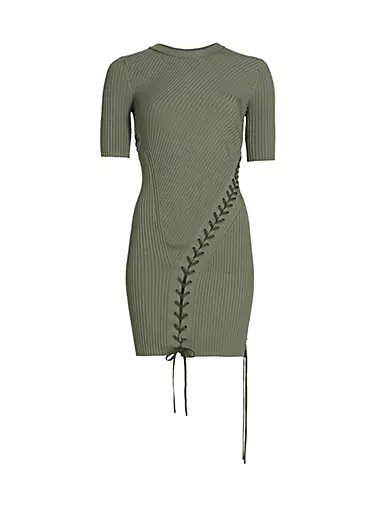 Gilly Lace-Up Ribbed Minidress