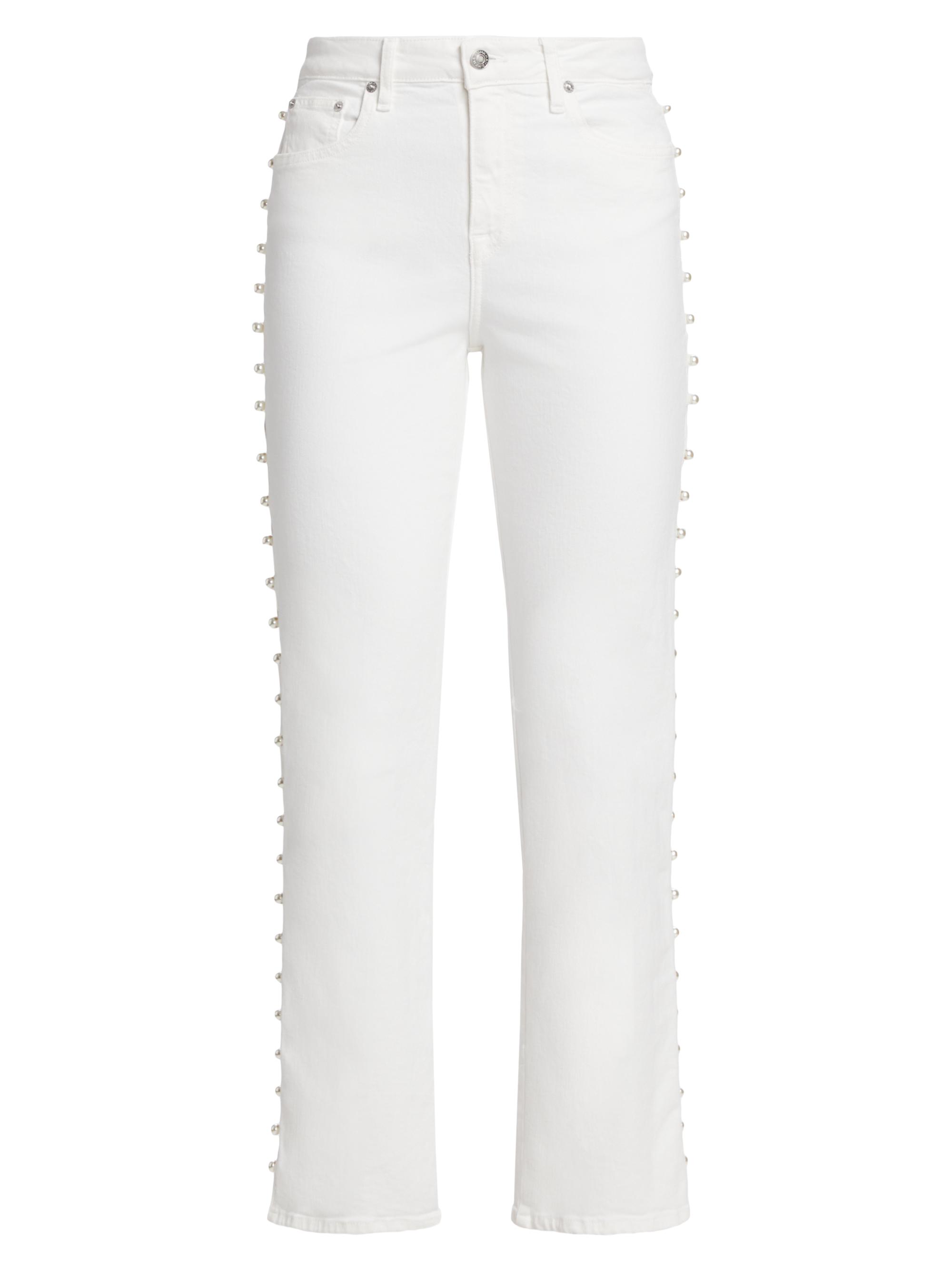 SIMKHAI Women's Amelia Faux Pearl-Embellished Jeans -