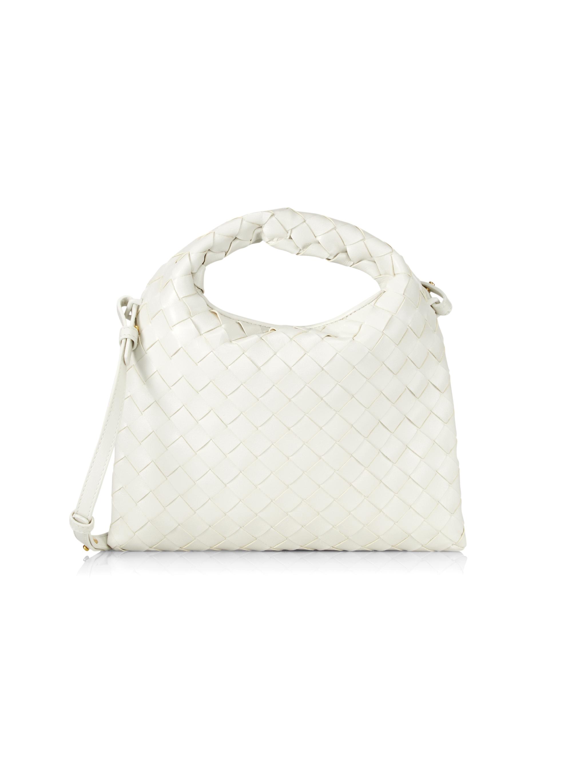 Bottega Veneta Women's Mini Hop Intrecciato Leather Crossbody Bag - White